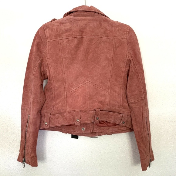 BLANKNYC DustyCoral Pink Suede Leather Moto Jacket - Picture 8 of 11